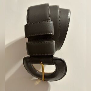 VTG AMANDA SMITH TAIWAN MADE WIDE GREY COVERED BUCKLE LEATHER WOMEN’S BELT LARGE